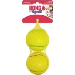 Kong Squeezz Tennis Balls Fetch and Squeak Rubber Dog Toys - Assorted - Large