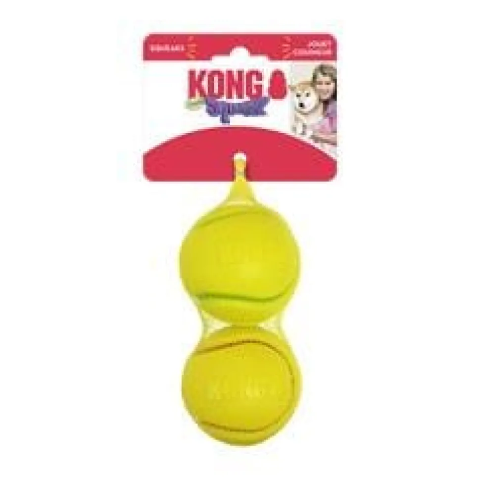 Kong Squeezz Tennis Balls Fetch and Squeak Rubber Dog Toys - Assorted - Medium