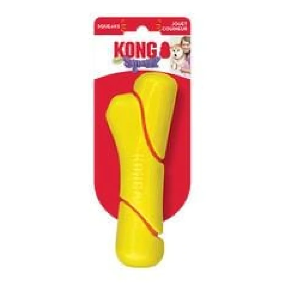 Kong Squeezz Tennis Stick Squeak and Fetch Rubber Dog Toy - Medium