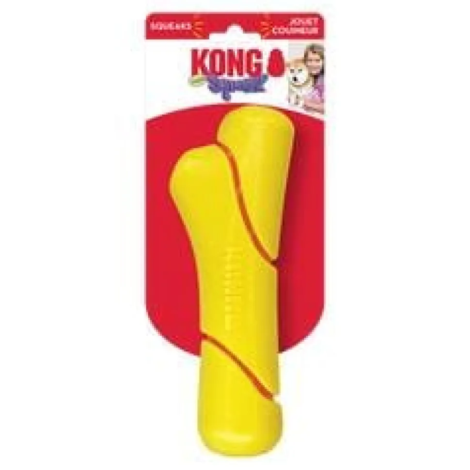 Kong Squeezz Tennis Stick Squeak and Fetch Rubber Dog Toy - Large
