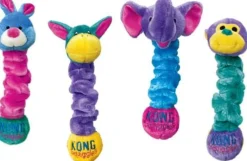 Kong Squiggles Stretch and Squeak Plush Dog Toys - Assorted - Small