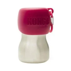 Kong Stainless Steel Cat and Dog Water Bottle - Pink - 9.5 Oz