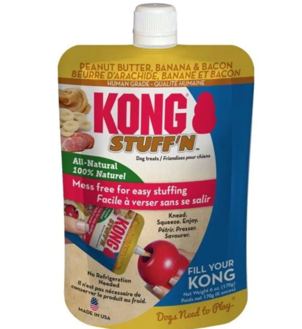 Kong Stuff'N All-Natural Dog Toy Stuffing Chewy Dog Treats - Pb/Banana/Bacon - 6 Oz