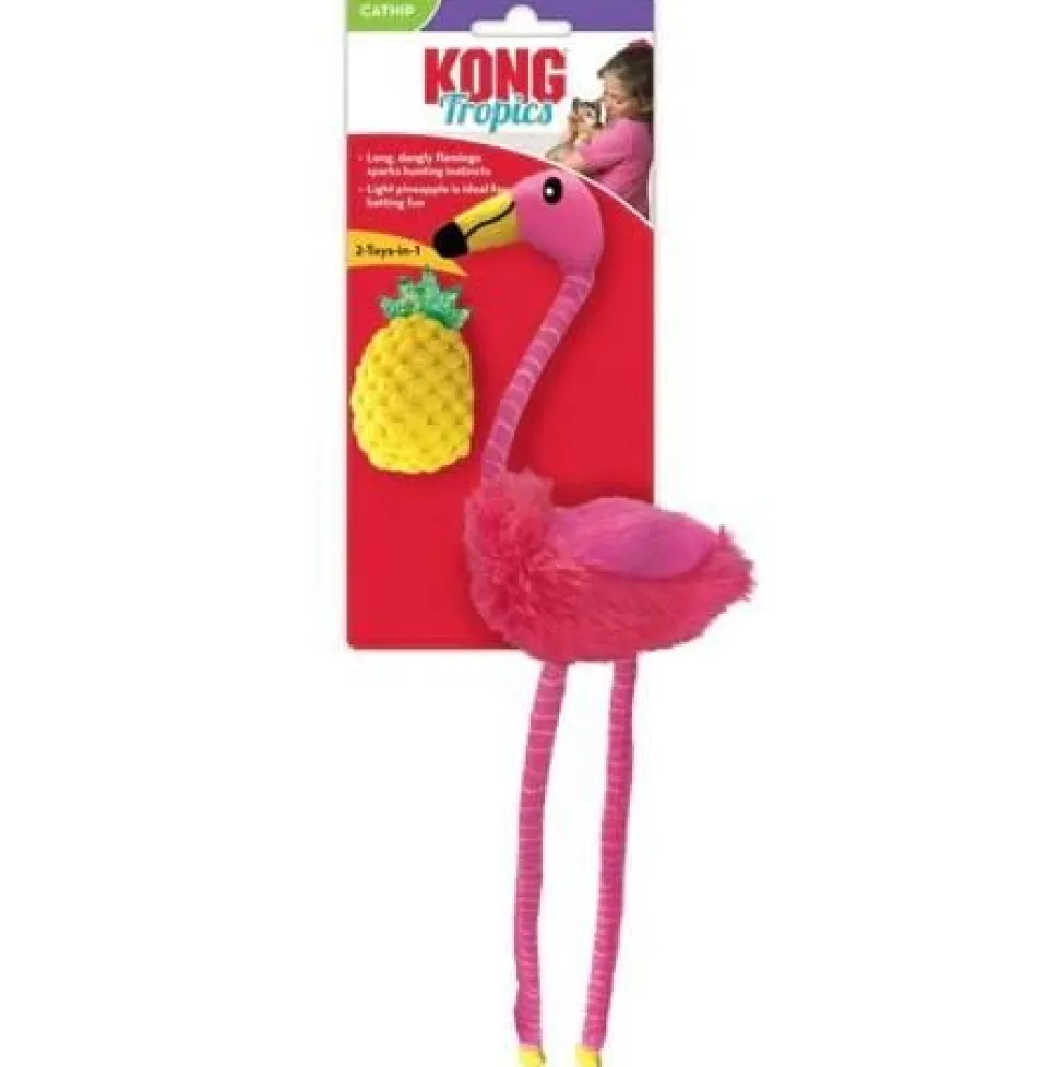 Kong Tropics Flamingo and Pineapple Crinkle and Plush Catnip Cat Toy - 2 Pack