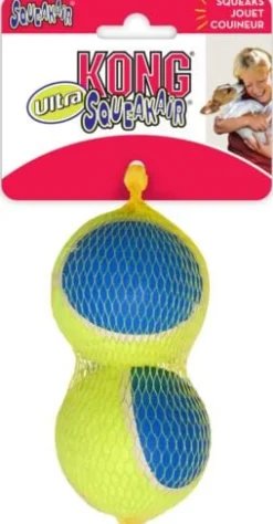 Kong Ultra SqueakAir Ball Tennis and Rubber Fetch Dog Toy - Large