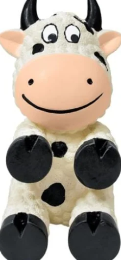 Kong Wiggi Cow Squeak and Chew Dog Toy - White - Small