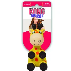Kong Wiggi Giraffe Squeak and Chew Dog Toy - Yellow - Small