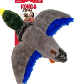 Kong Wild Duck Low-Stuffing Squeak and Soft Plush Dog Toy - Gray - Medium