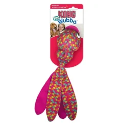 Kong Wubba Finz Inner Tennis Ball Squeak and Fetch Nylon Dog Toy - Pink - Large