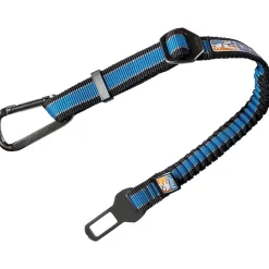 Kurgo Bungee Safety Seatbelt Car Seat Leash Securer with Carabiner clip - Blue