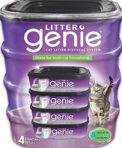 Litter Genie Litter Genie Plus Refill Cat Litter Disposal System - Black - 4 Pack