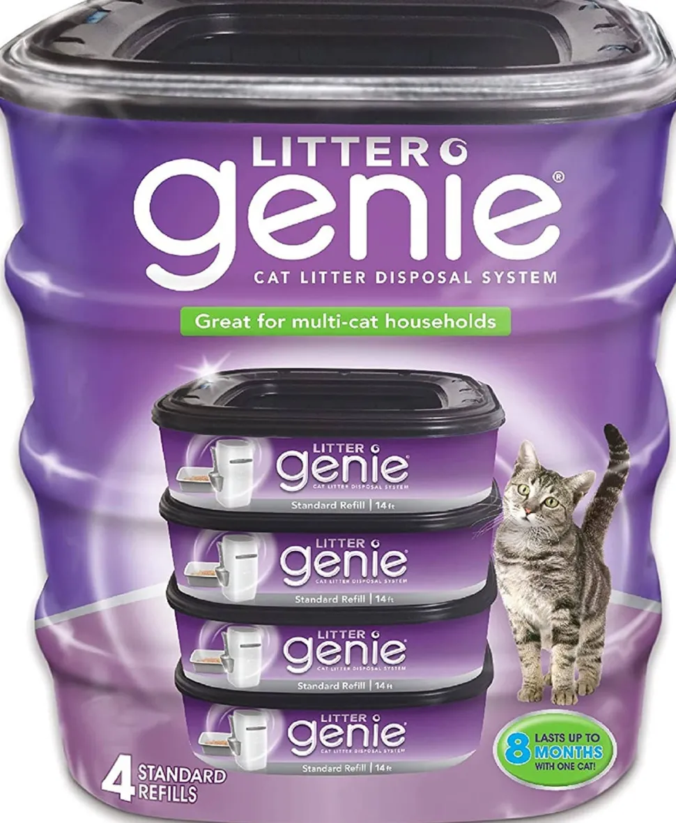 Litter Genie Litter Genie Plus Refill Cat Litter Disposal System - Black - 4 Pack