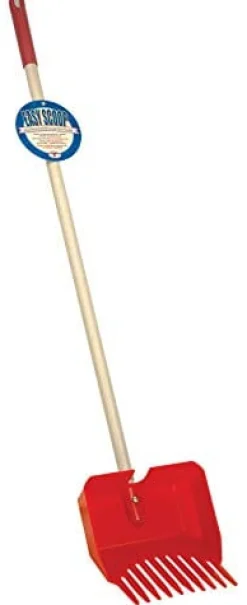 Little Giant Easy Scoop Pooper Scooper with Wood Handle Dog Waste Pick Up - Red - 42 In