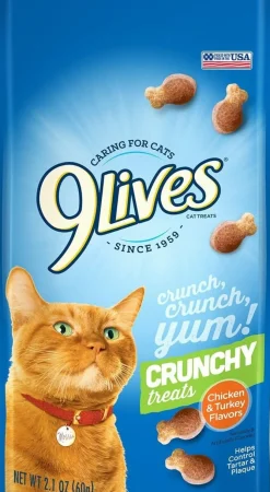 9Lives Chicken and Turkey Crunchy Cat Treats - 2.1 Oz - Case of 12