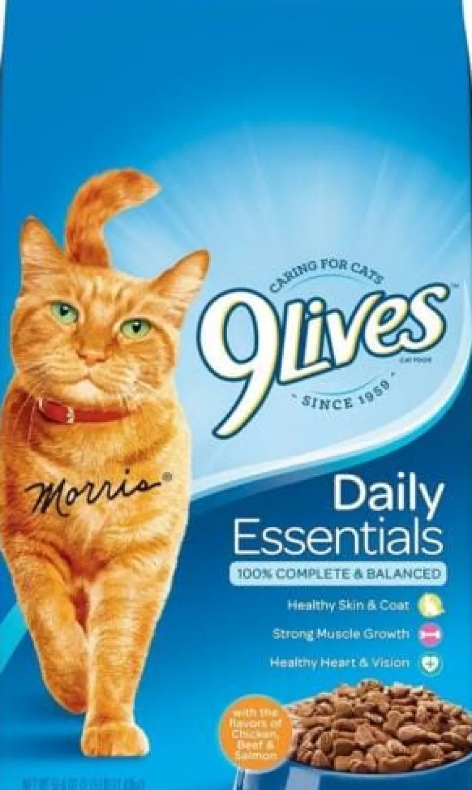 9Lives Daily Essentials Chicken Beef and Salmon Dry Cat Food - 3.15 Lbs - Case of 4