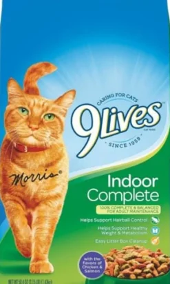 9Lives Indoor Complete Chicken and Salmon Dry Cat Food - 3.15 Lbs - Case of 4