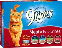 9Lives Meaty Favorites Canned Cat Food - Variety Pack - 5.5 Oz - Case of 36