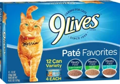 9Lives Pate Variety Canned Cat Food - Variety Pack - 5.5 Oz - 12 Count