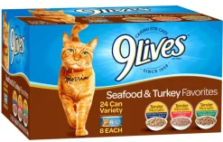 9 Lives Seafood and Turkey Favorites Variety Pack Canned Cat Food