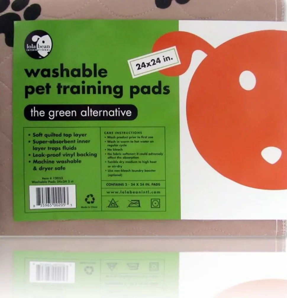 Lola Bean Washable and Re-usable Pet Training Pads 24"x24" - 2 Count