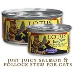Lotus Just Juicy Stew Salmon Pollock Canned Cat Food - 5.3 Oz - Case of 24
