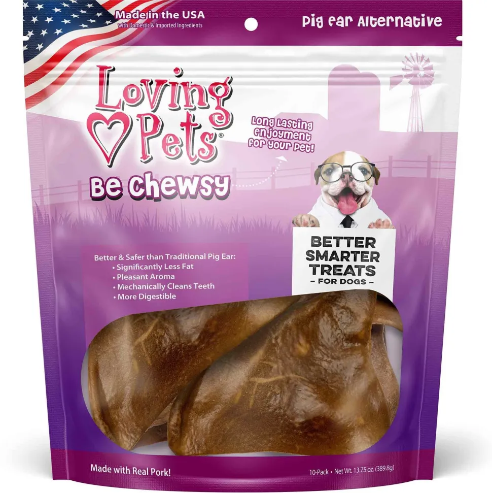 Loving Pets Be Chewsy Alternative Pig Ear Natural Dog Chews - 10 Pack