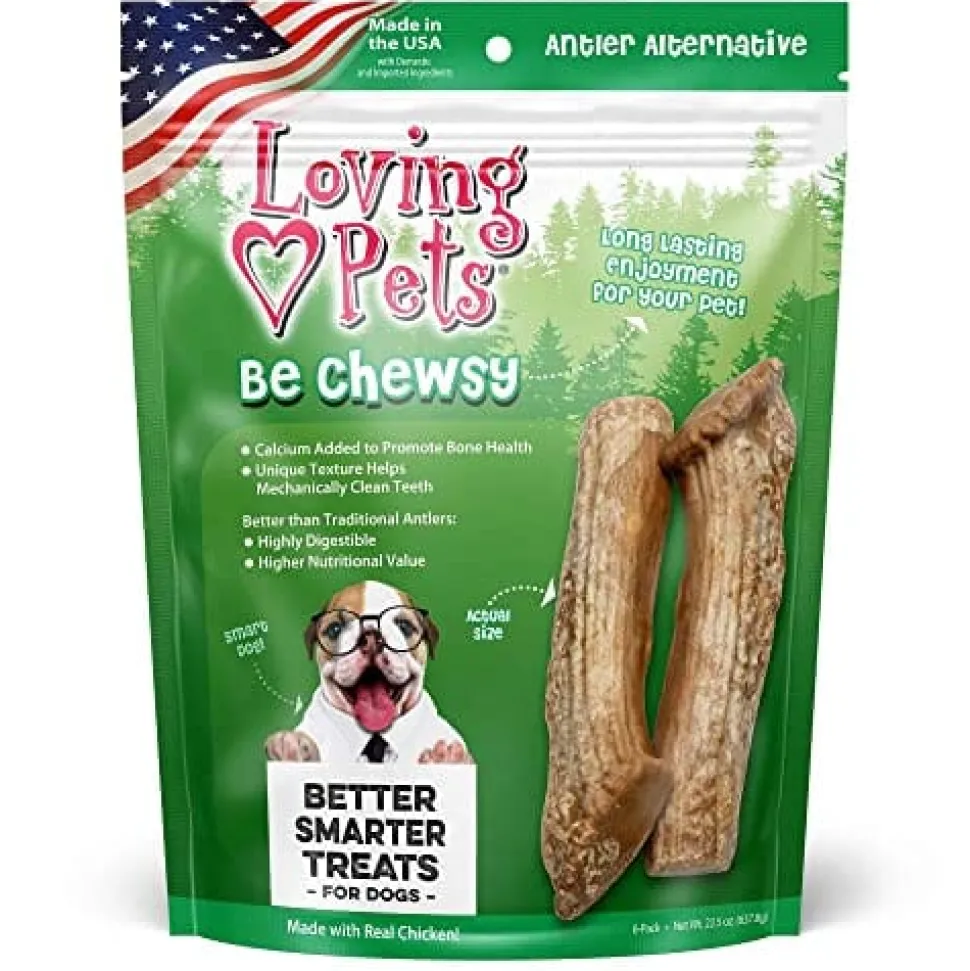 Loving Pets Be Chewsy Alternative Antler Natural Dog Chews - 6 Pack