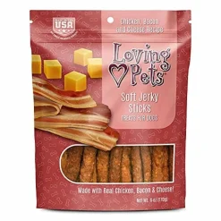 Loving Pets Soft Jerky Sticks Soft and Chewy Dog Treats - Bacon and Cheese - 6 Oz