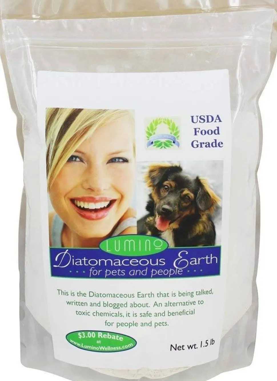 Lumino Organic 100% Food-Grade Diatomaceous Earth for Pets and People - 9 oz