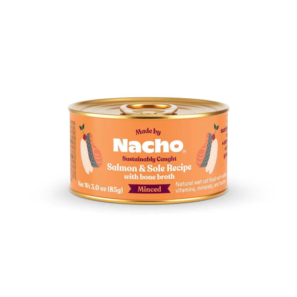 Made by Nacho Salmon and Sole Minced in Bone Broth Canned Cat Food - 3 Oz - Case of 24