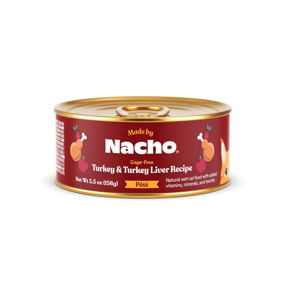 Made by Nacho Turkey and Turkey Liver Pate in Bone Broth Canned Cat Food - 5.5 Oz - Case of 24