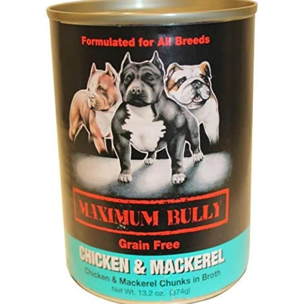 Maximum Bully Canned Dog Food - Chicken/Mackere - 13.2 Oz - Case of 12