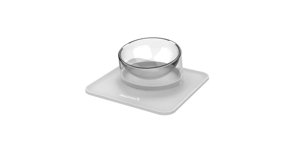 Mclovin's No-Spill Pet Bowl with Magnetic Mat - Gray