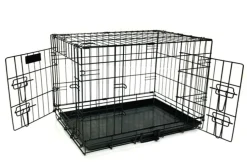 Mclovin's Pet Double Door Folding Metal Dog Crate - Black - 24" Inches