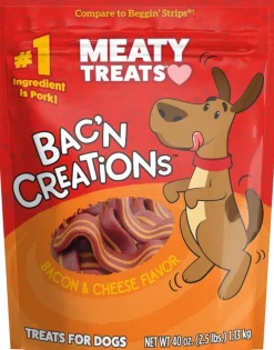 Meaty Treats Bac'N Creations Soft and Chewy Dog Treats - Bacon/Cheese - 40 Oz