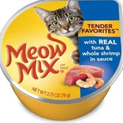 Meow Mix Tender Favorites with Real Tuna and Whole Shrimp in Sauce Cat Food Cups