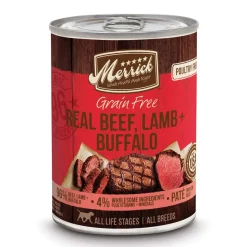 Merrick 96% Grain-Free Chunky Beef Lamb & Buffalo Canned Wet Dog Food - 12.7oz Cans - Case of 12