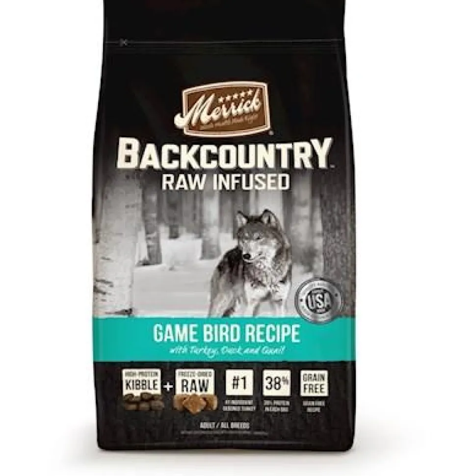 Merrick Backcountry Grain-Free Raw-Infused Game Bird Turkey and Duck Freeze-Dried Dog Food - 20 Lbs