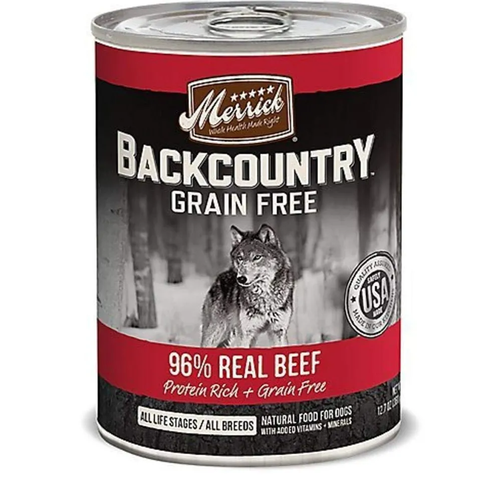 Merrick Backcountry Grain-Free Real Beef Recipe Canned Dog Food - 12.7 Oz - Case of 12