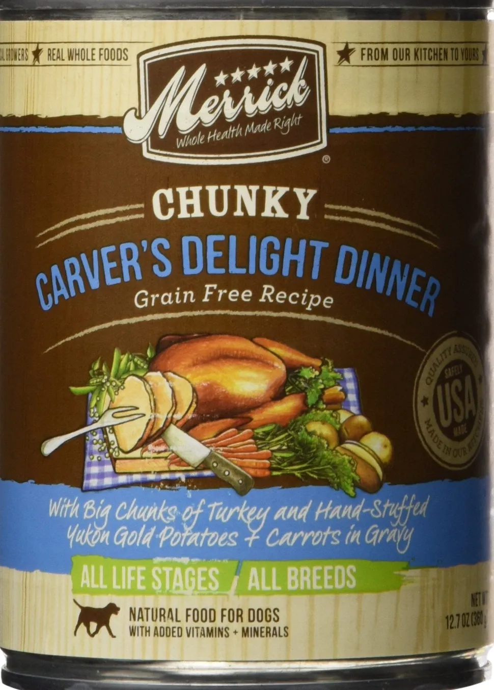 Merrick Classic Grain-Free Chunky Carver's Delight Chicken in Gravy Canned Dog Food - 12.7 Oz - Case of 12