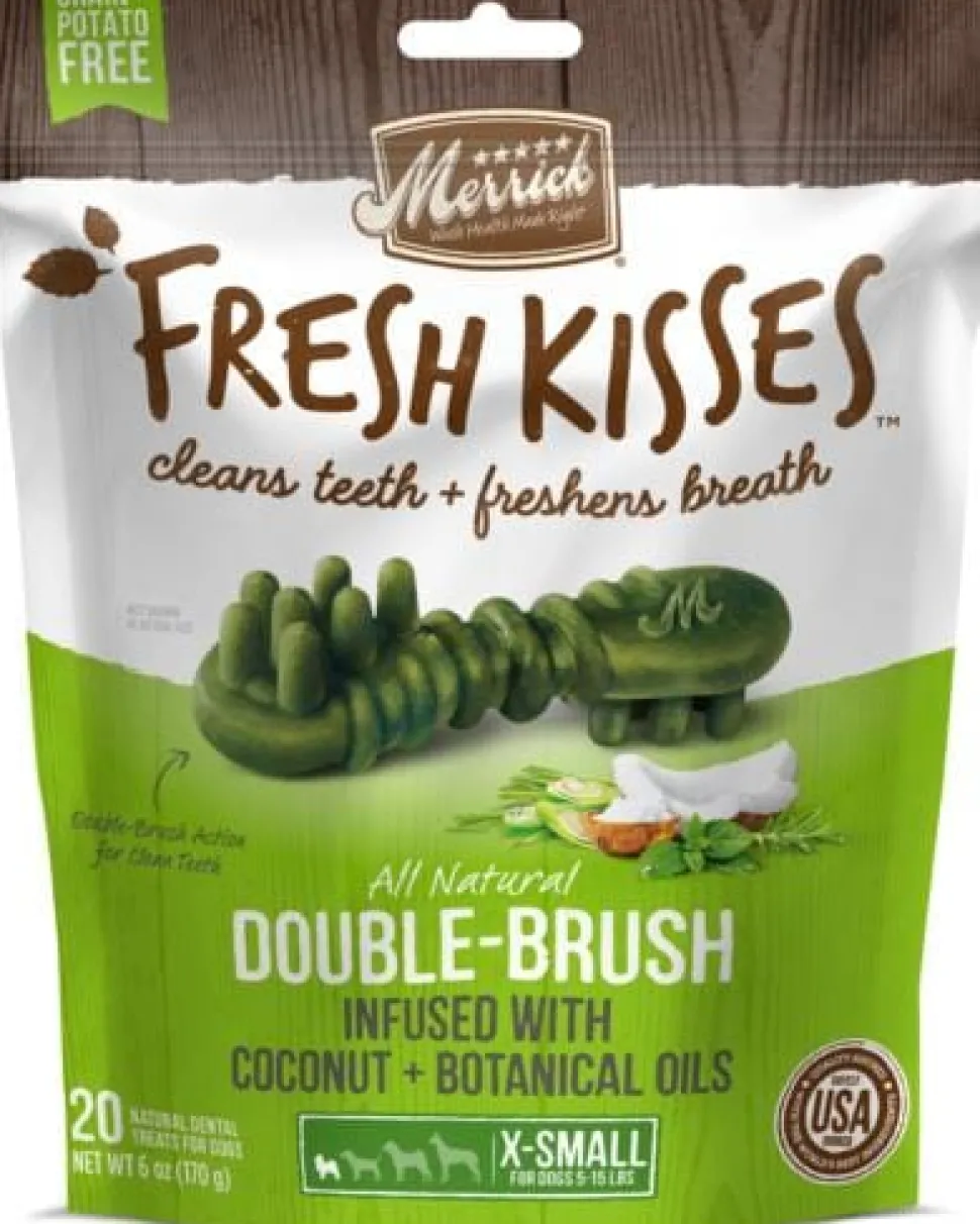 Merrick Fresh Kisses Coconut Oil and Botanicals Extra Small Brush Dog Dental Chews - 20 Count - 6 Oz