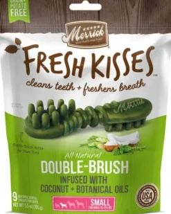 Merrick Fresh Kisses Coconut Oil and Botanicals Small Brush Dog Dental Chews - 9 Count - 5.5 Oz