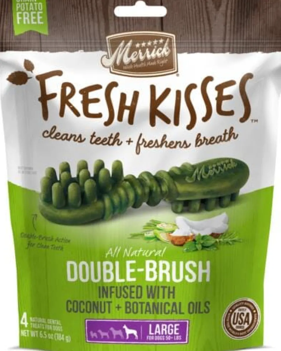 Merrick Fresh Kisses Coconut Oil and Botanicals Large Brush Dog Dental Chews - 4 Count - 6.5 Oz