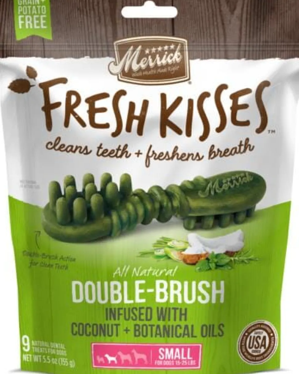Merrick Fresh Kisses Coconut Oil and Botanicals Small Brush Dog Dental Chews - 9 Count - 5.5 Oz