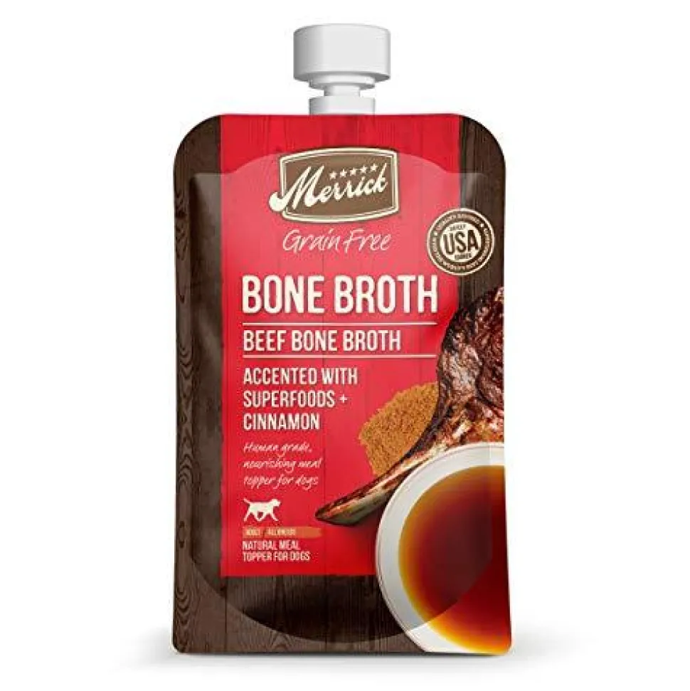 Merrick Grain-Free Beef Bone Broth Wet Dog Food Topper - 7 oz Pouch