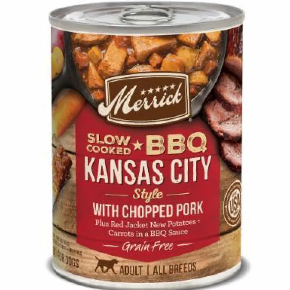 Merrick Grain-Free Slow Cooked BBQ Carolina Style Sausage Recipe Canned Wet Dog Food - 12.7 oz Cans - Case of 12