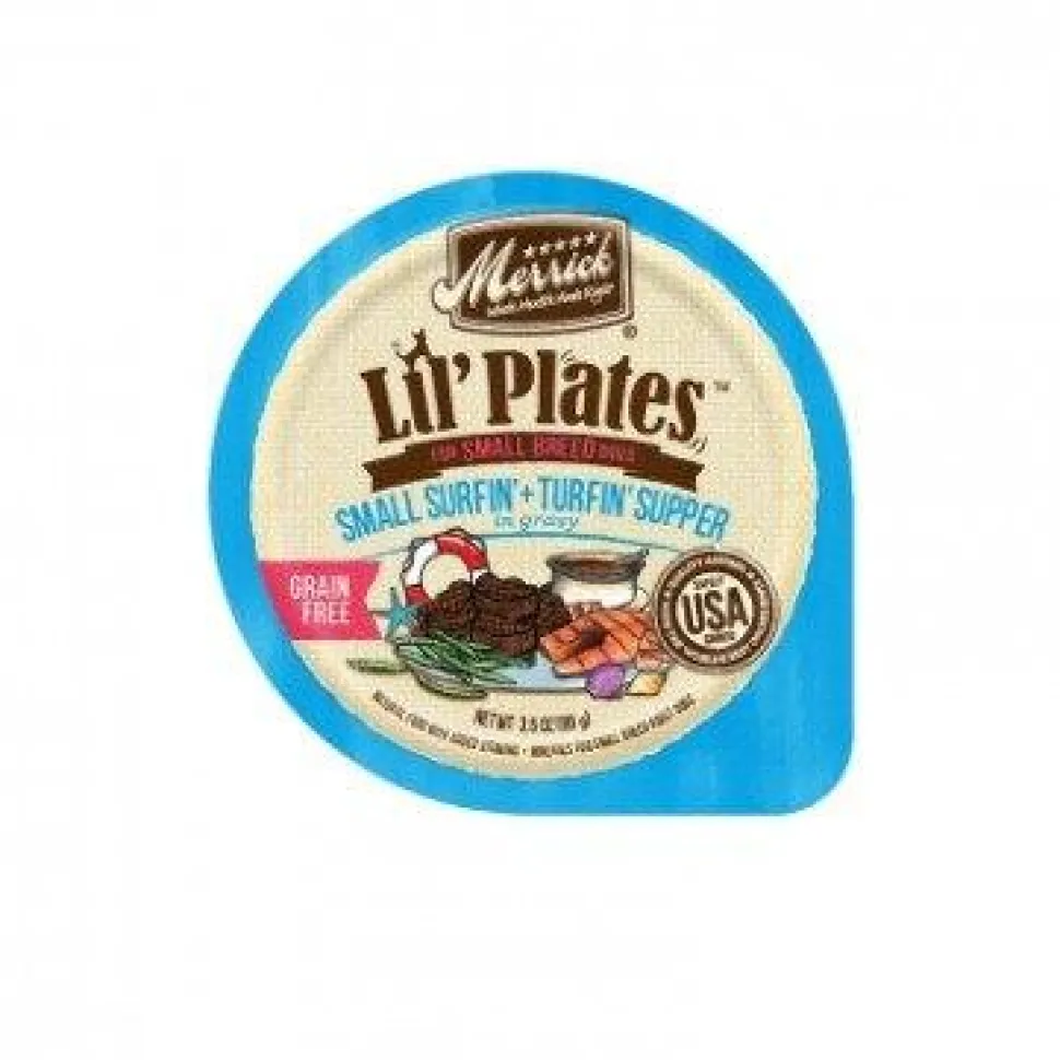 Merrick Lil' Plates Grain-Free Lil' Tubs Surfin and Turfin Small Breed Dog Food - 3.5 oz Tubs - Case of 12