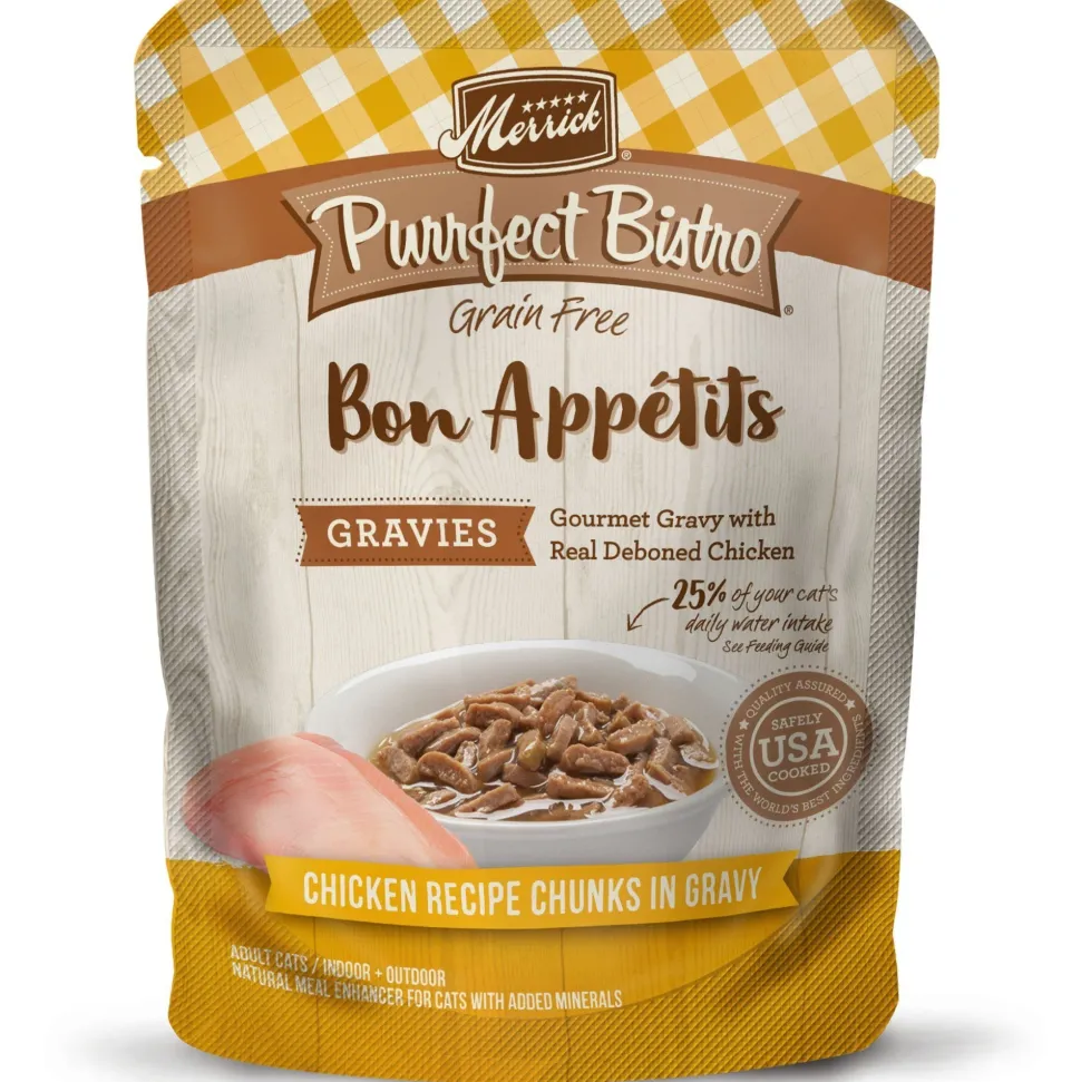 Merrick Purrfect Bistro Bon Appétits Gravies Chicken Wet Cat Food - 3 oz Cans - Case of 24