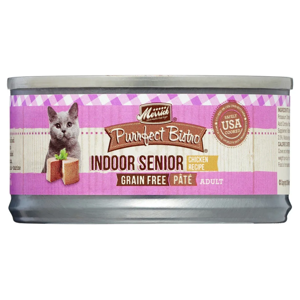 Merrick Purrfect Bistro Grain-Free Indoor Senior Pate Wet Canned Dog Food - 3 oz Cans - Case of 24