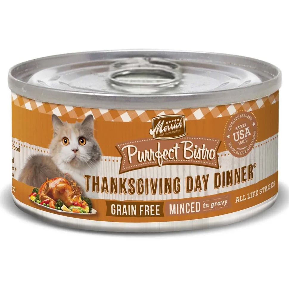 Merrick Purrfect Bistro Grain Free Purrfect Bistro Thanksgiving Day Dinner Canned Cat Food - 5.5 oz Cans - Case of 24